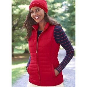 Talbots Red Down Puffer Vest Winter Duck Down Insulated Jacket Small